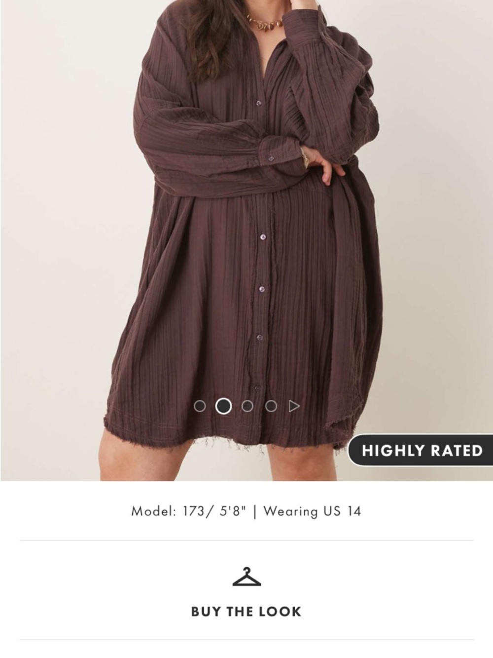ASOS Curve Brown Button-Down Dress/Cover-Up - Picture 2 of 3